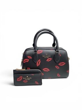 KATE SPADE MADISON LIP TOSS DUFFLE CROSSBODY & KS MADISON LIP TOP ZIP CARD CASE